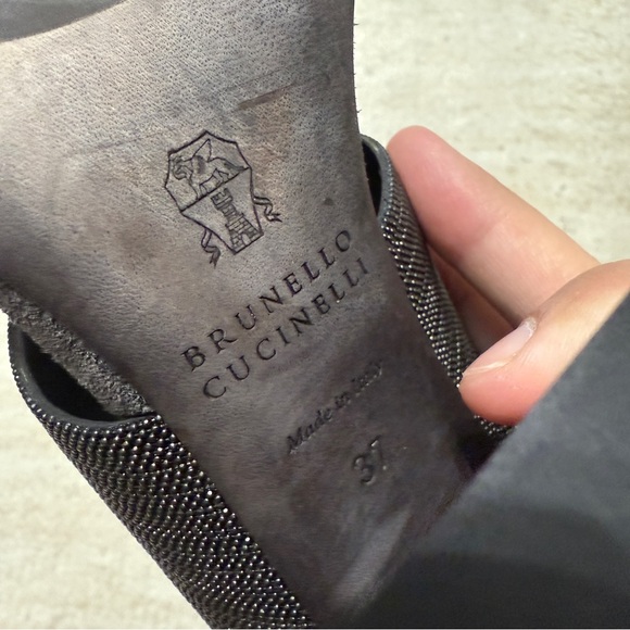 Brunello Cucinelli Block Heel Sandals Brown Leather Ankle Strap Missing Sz 37 - Picture 8 of 11